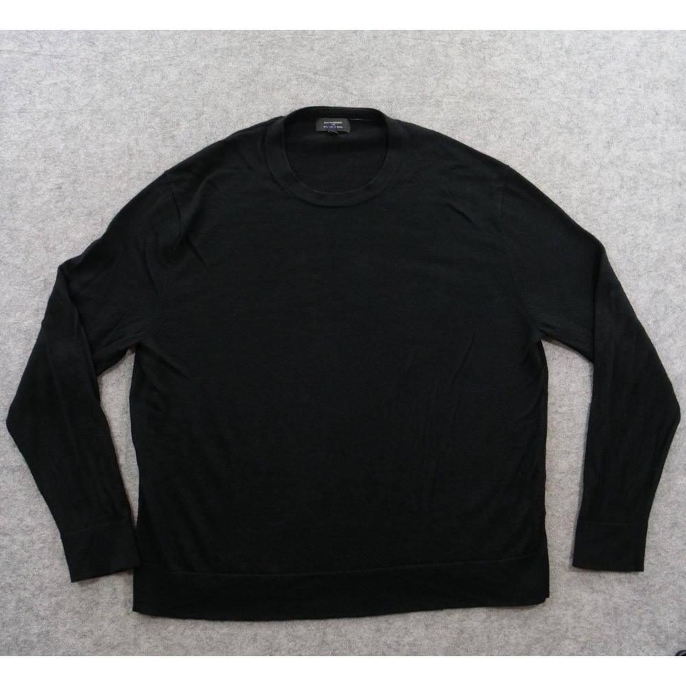 Banana Republic Sweater Mens 2XL XXL Black Crew Lightweight Merino Wool Knit